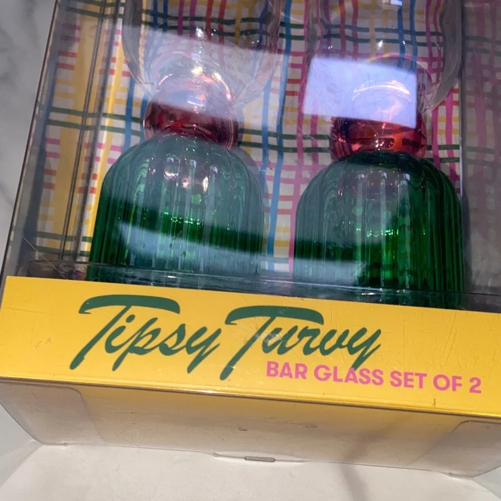 ban.do Green & Pink Tipsy Turney Bar Glasses Set of 2